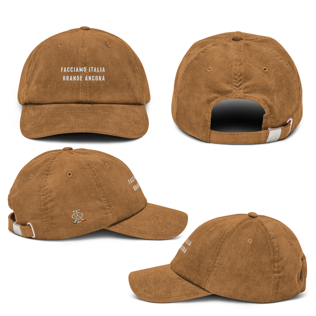Cappello in velluto a coste con ricamo