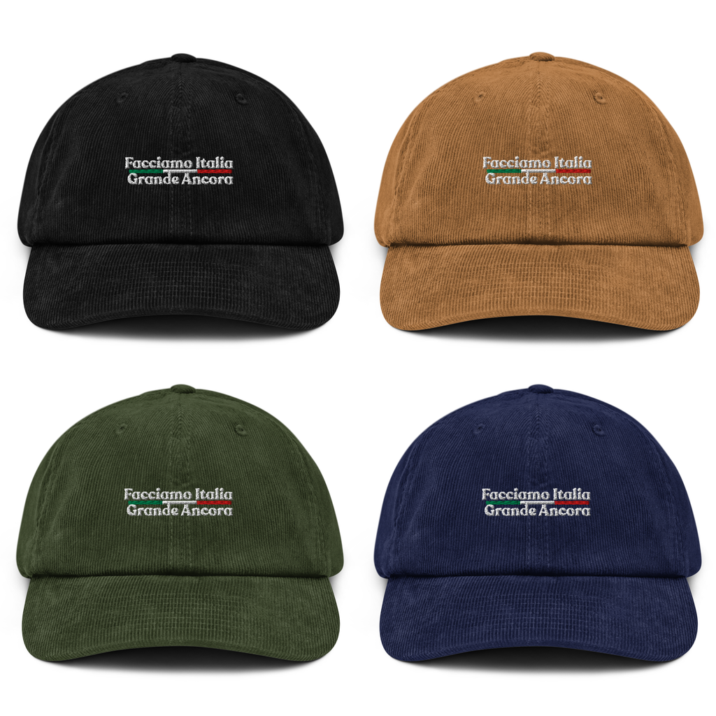 Cappello in velluto a coste con ricamo