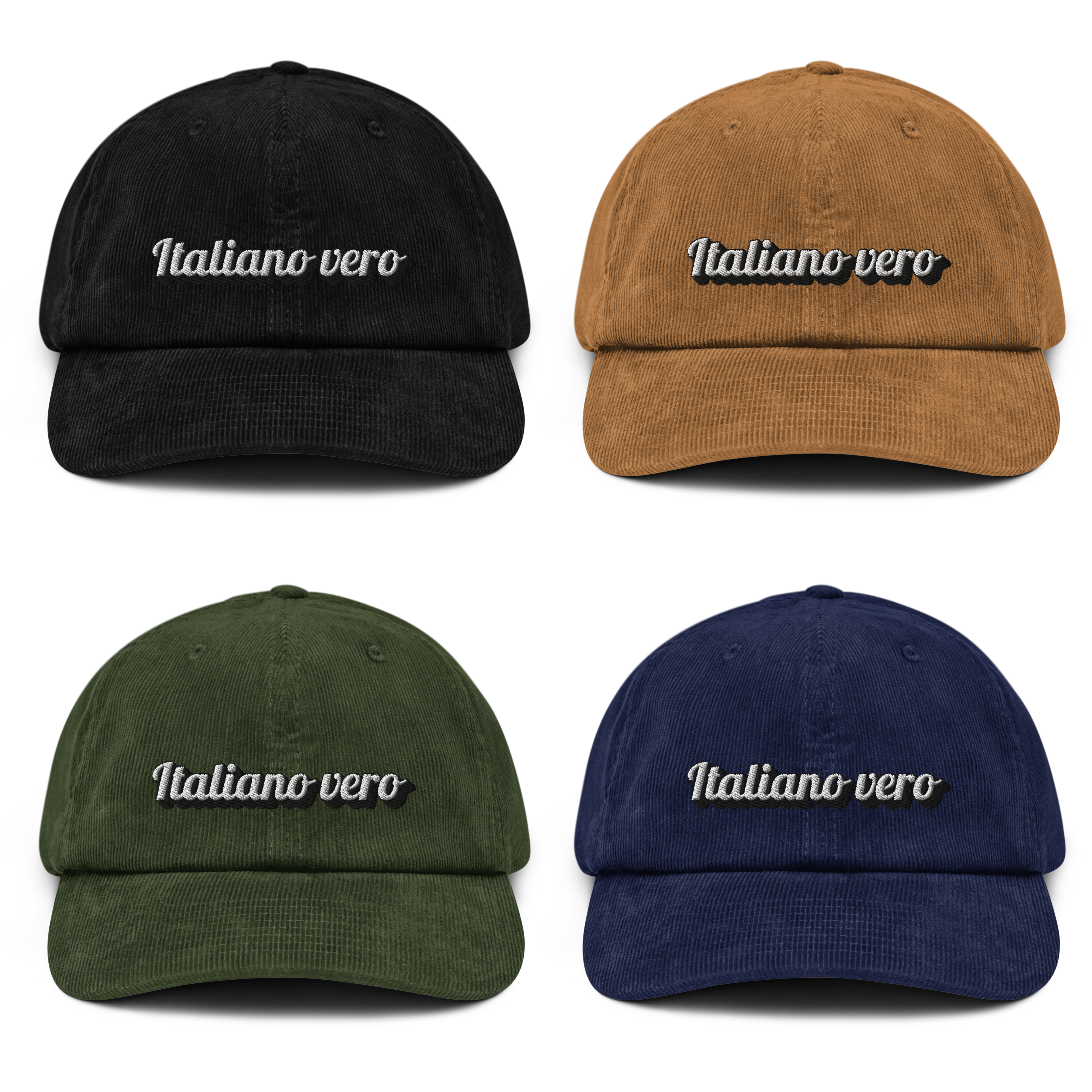 Cappello in velluto a coste con ricamo in rilievo