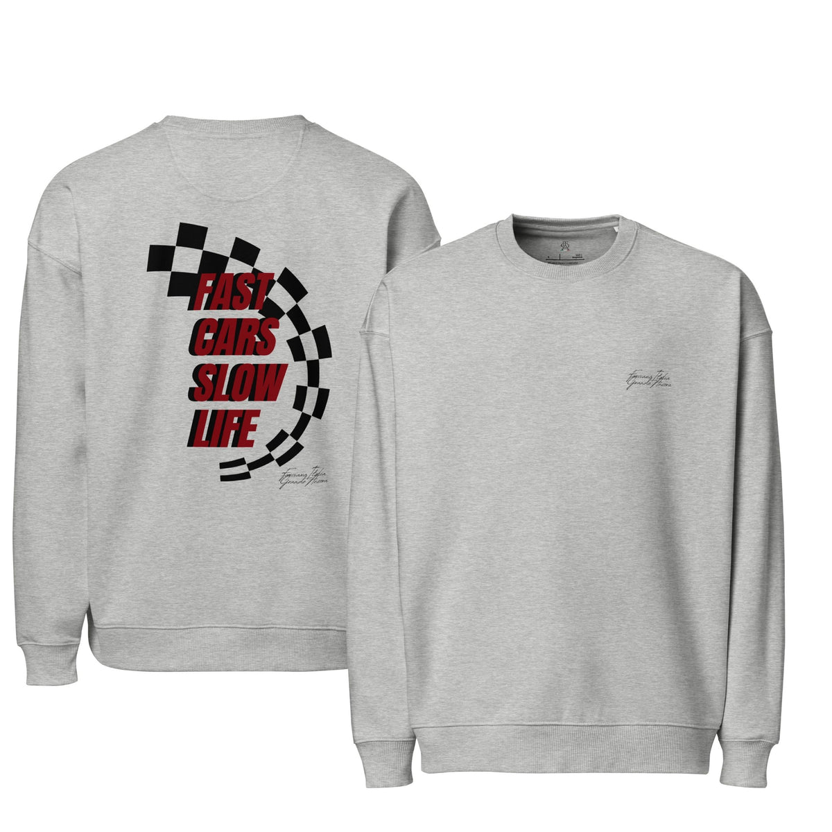 Felpa Girocollo Oversize "Fast Cars Slow Life"