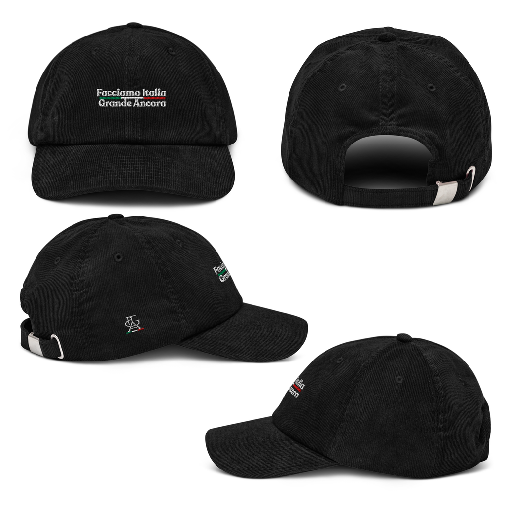 Cappello in velluto a coste con ricamo