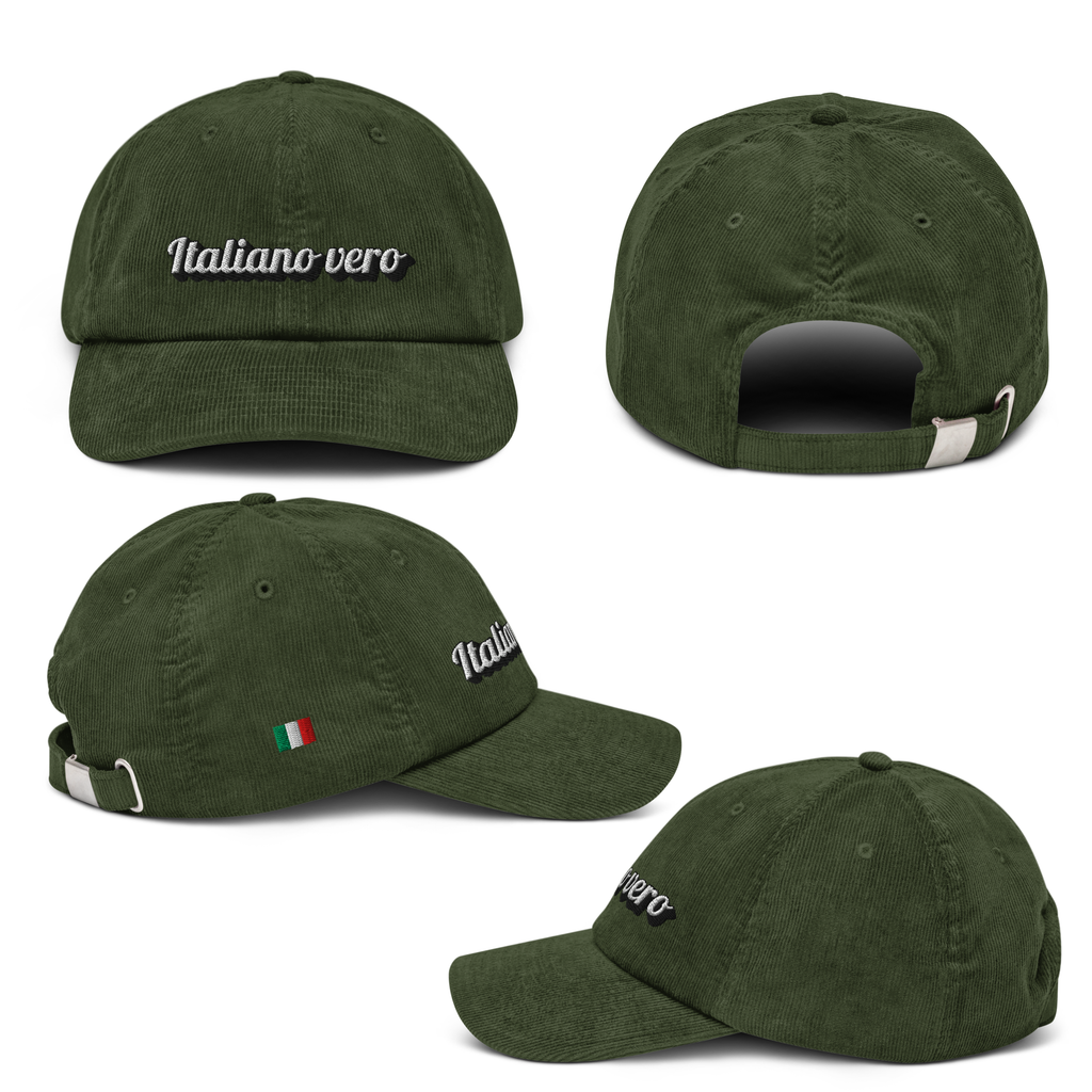 Cappello in velluto a coste con ricamo in rilievo