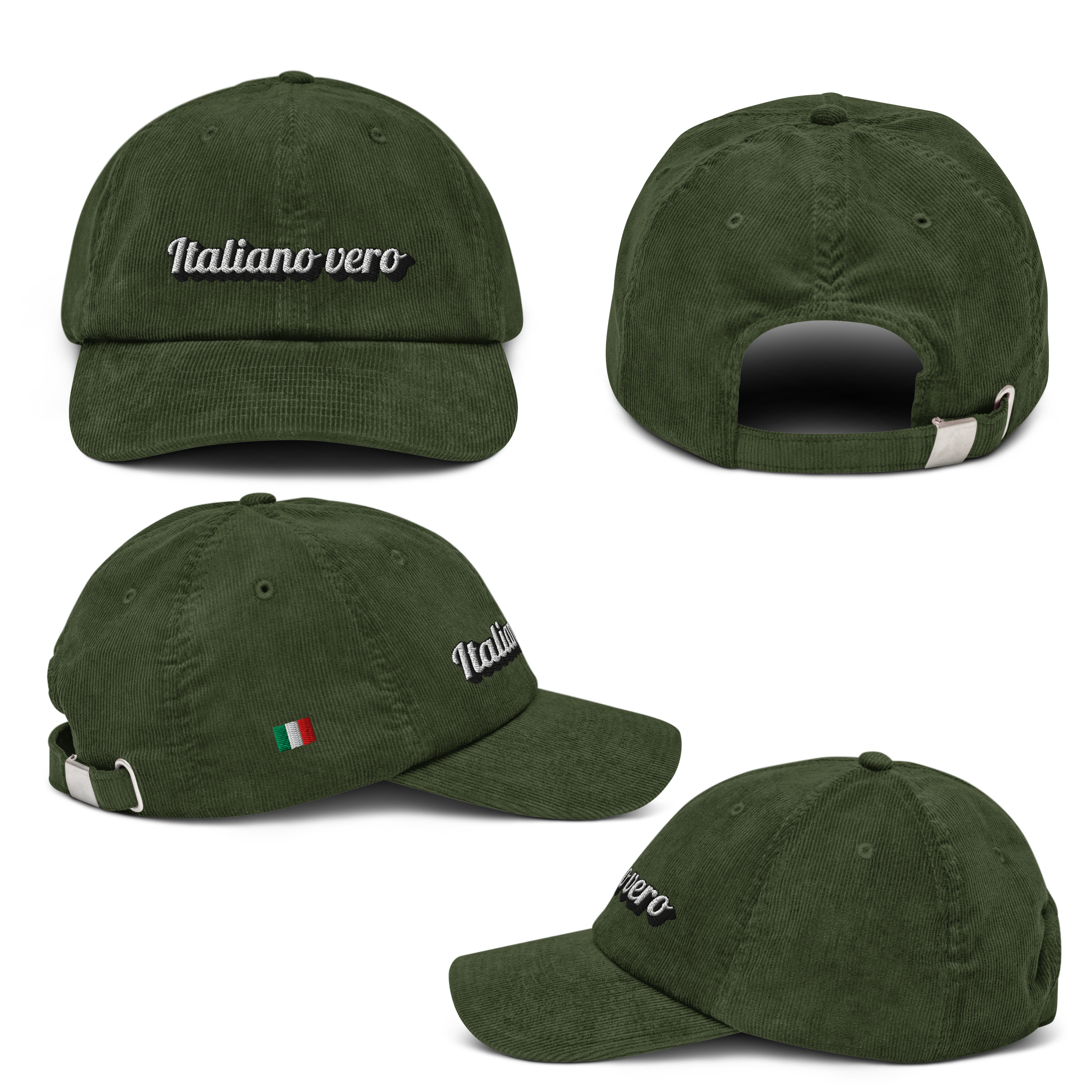 Cappello in velluto a coste con ricamo in rilievo