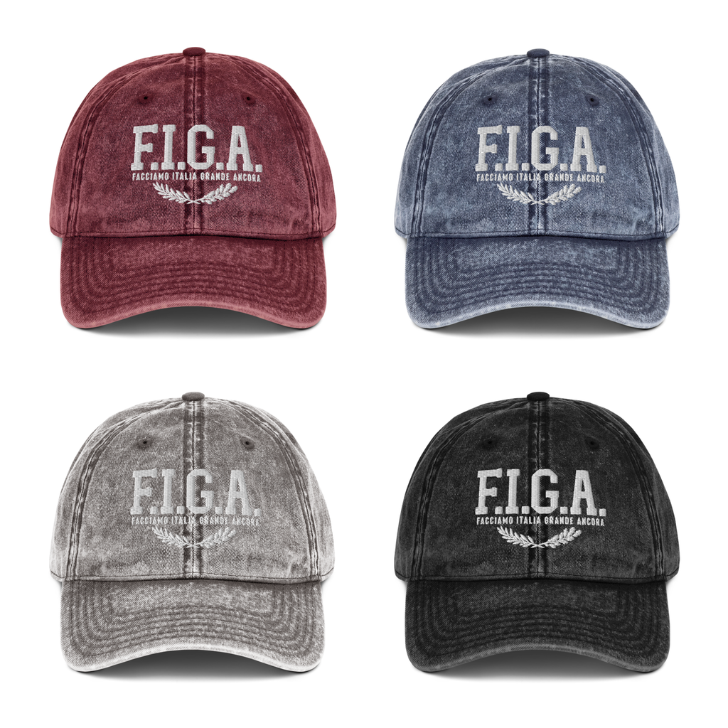 Cappello vintage in twill di cotone con ricamo
