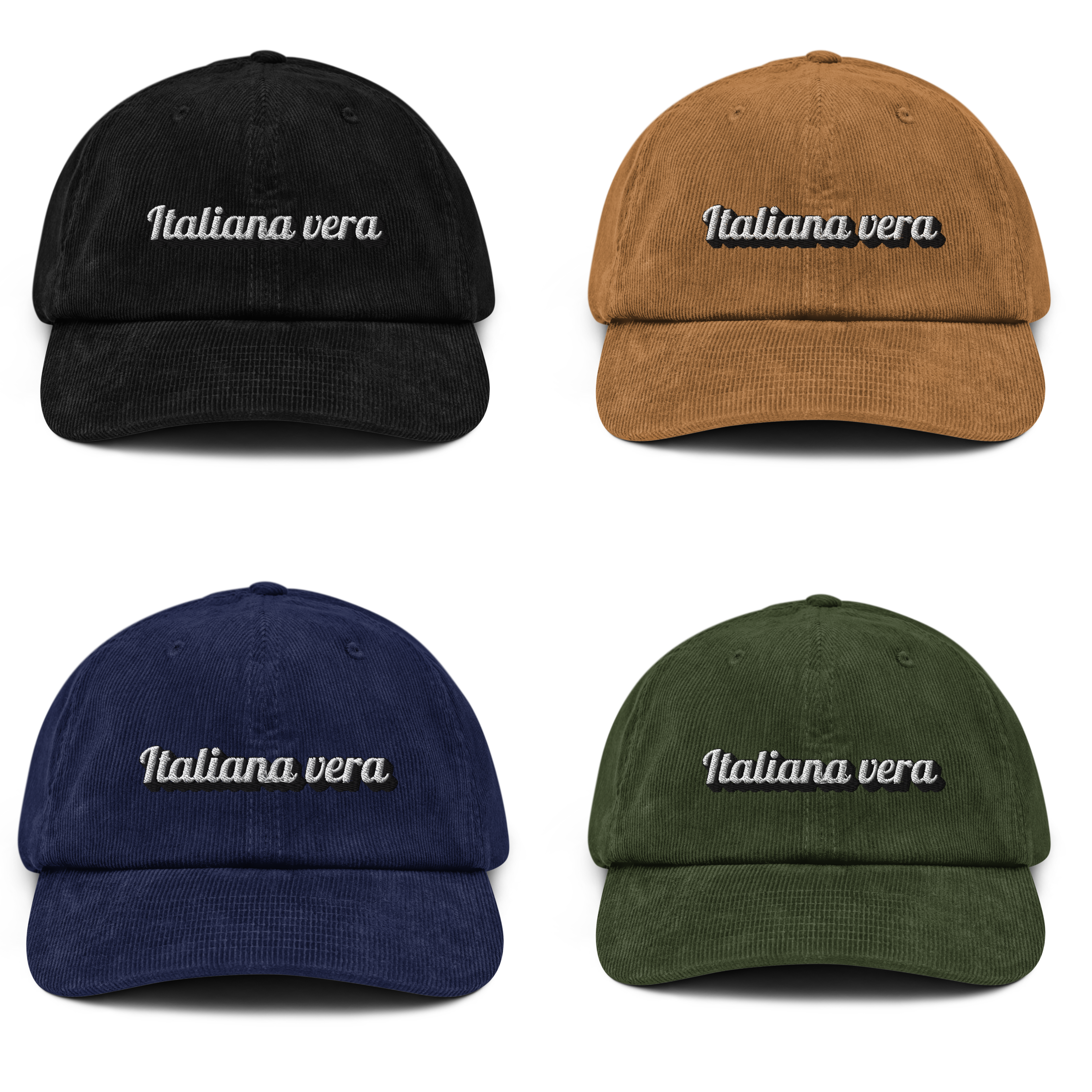 Cappello in velluto a coste con ricamo in rilievo