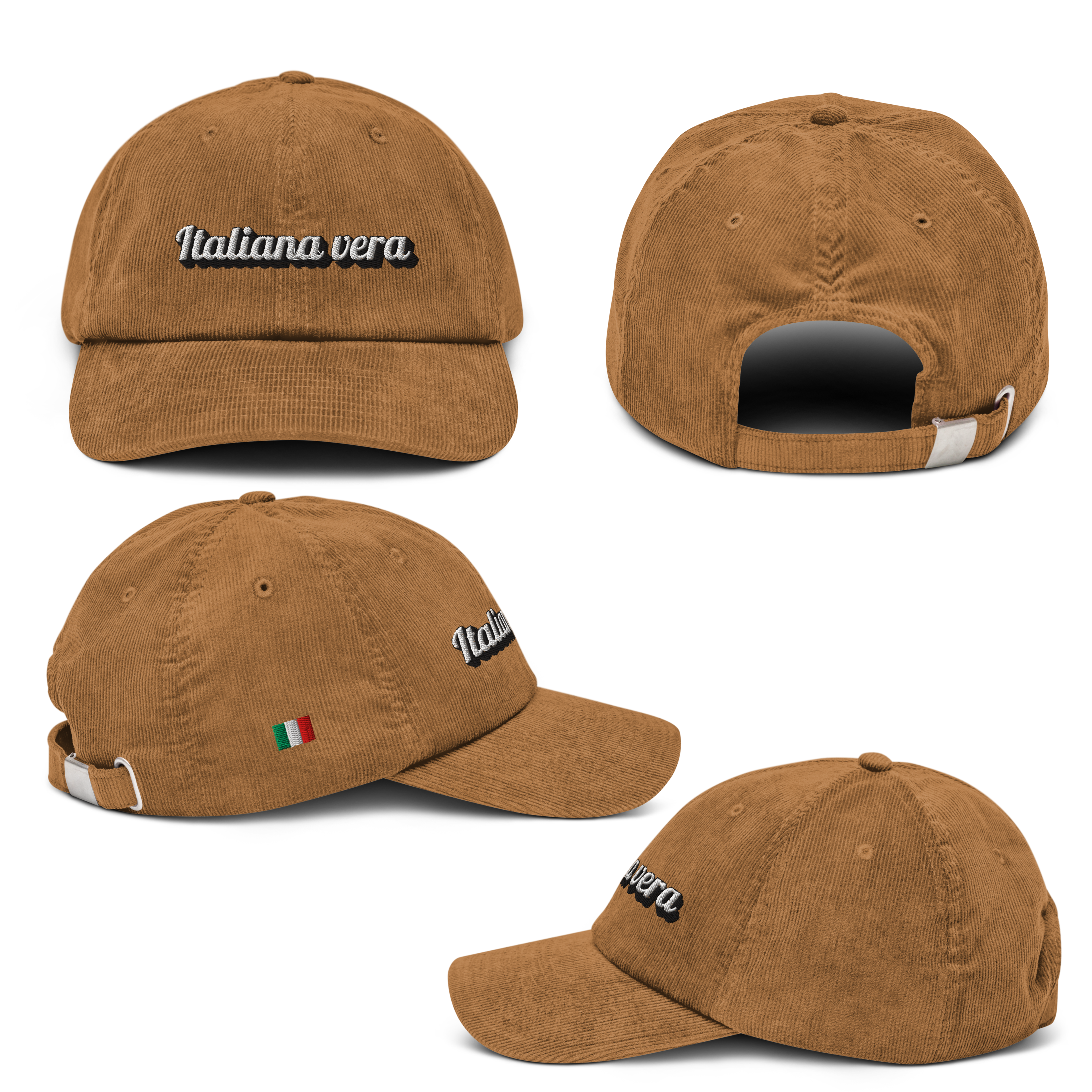 Cappello in velluto a coste con ricamo in rilievo