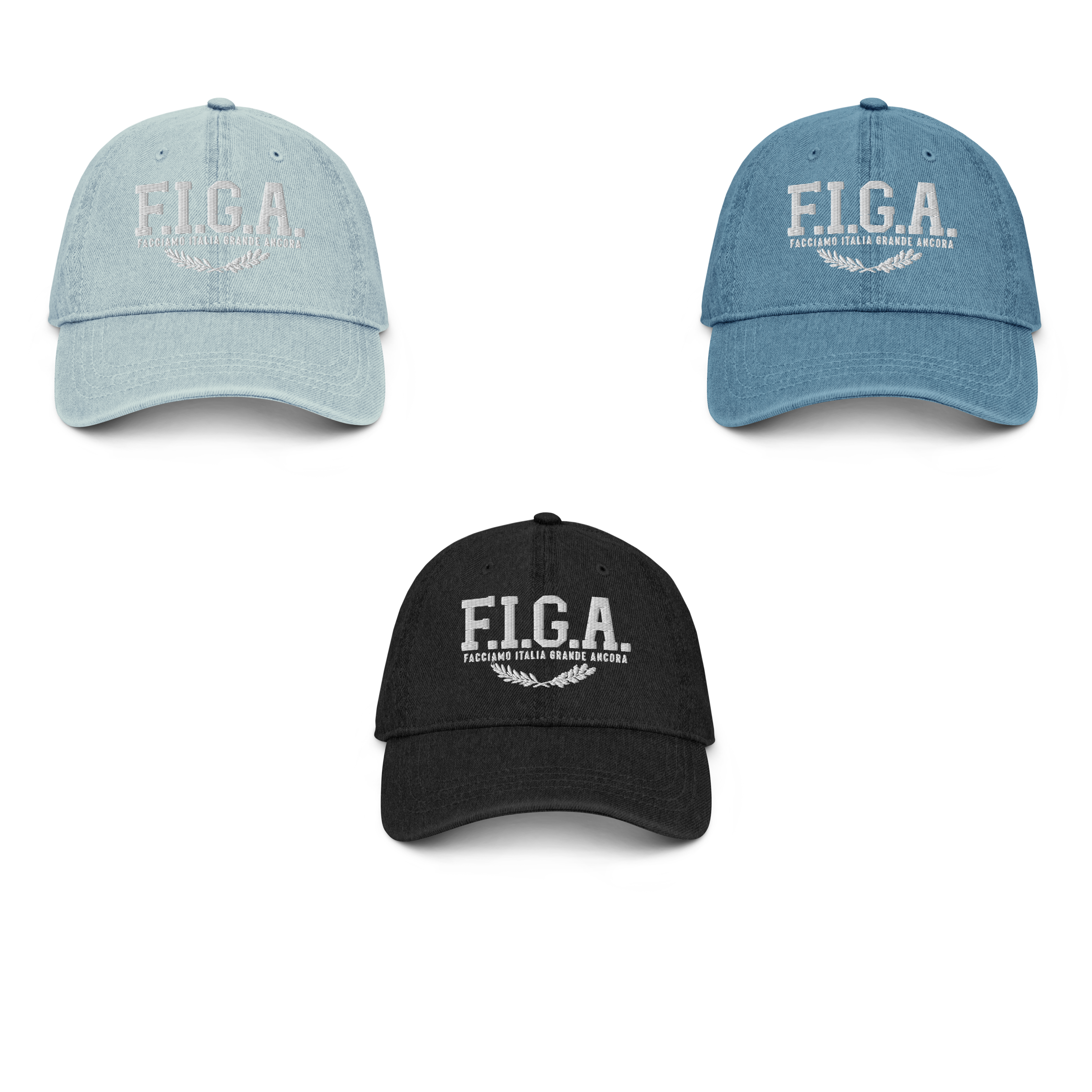 Cappello denim con ricamo