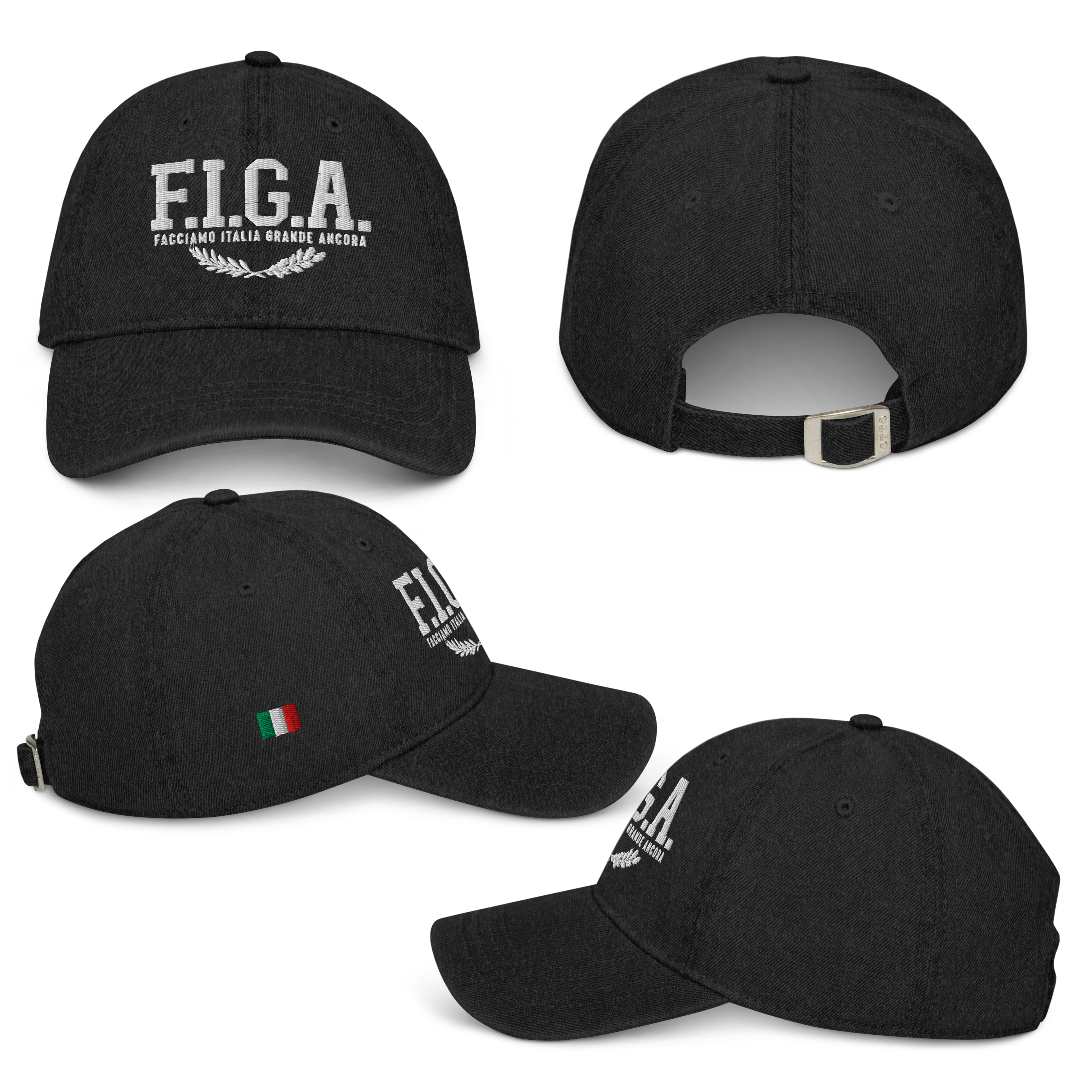 Cappello denim con ricamo