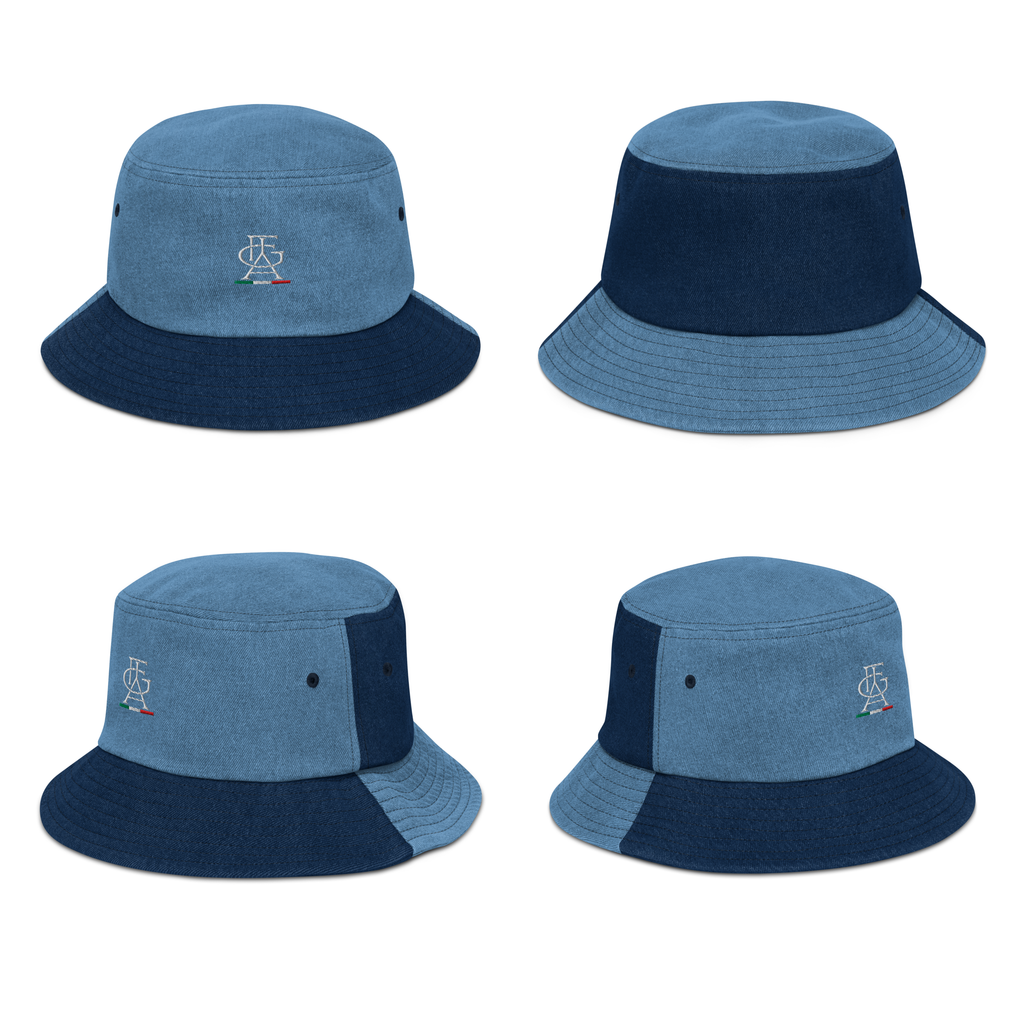 Cappello da pescatore in denim con ricamo