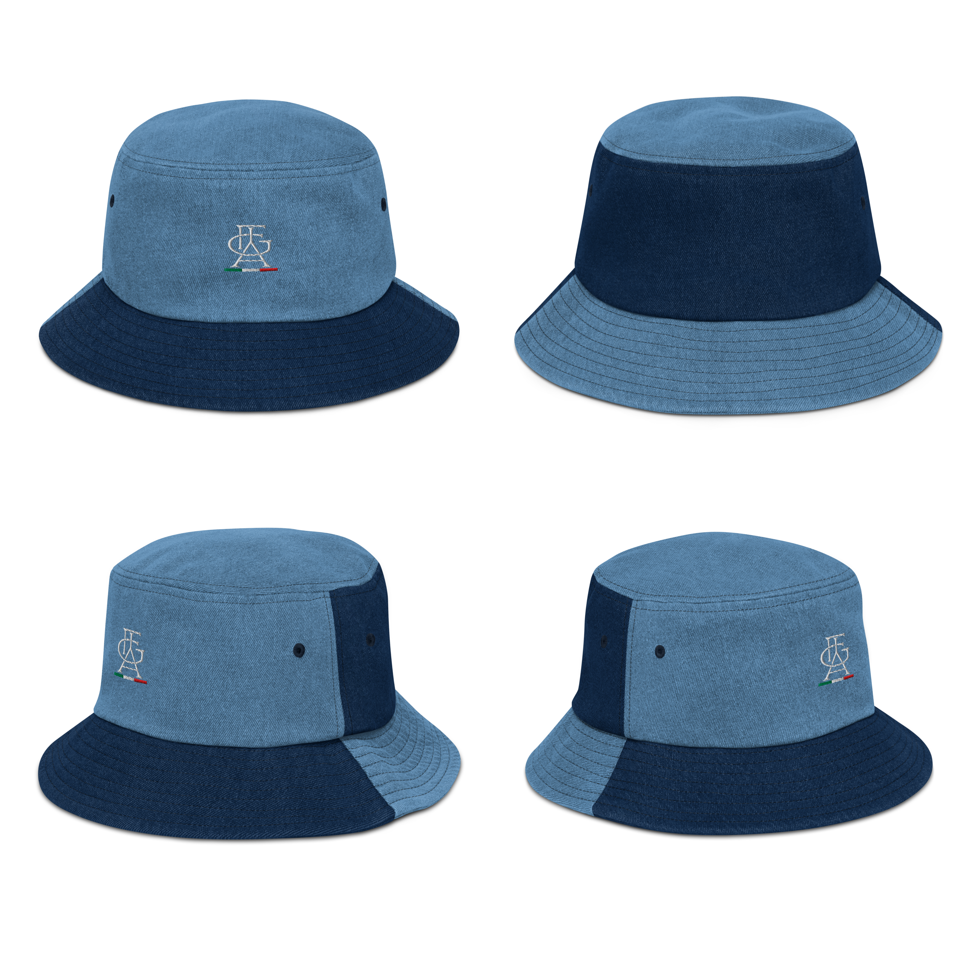 Cappello da pescatore in denim con ricamo