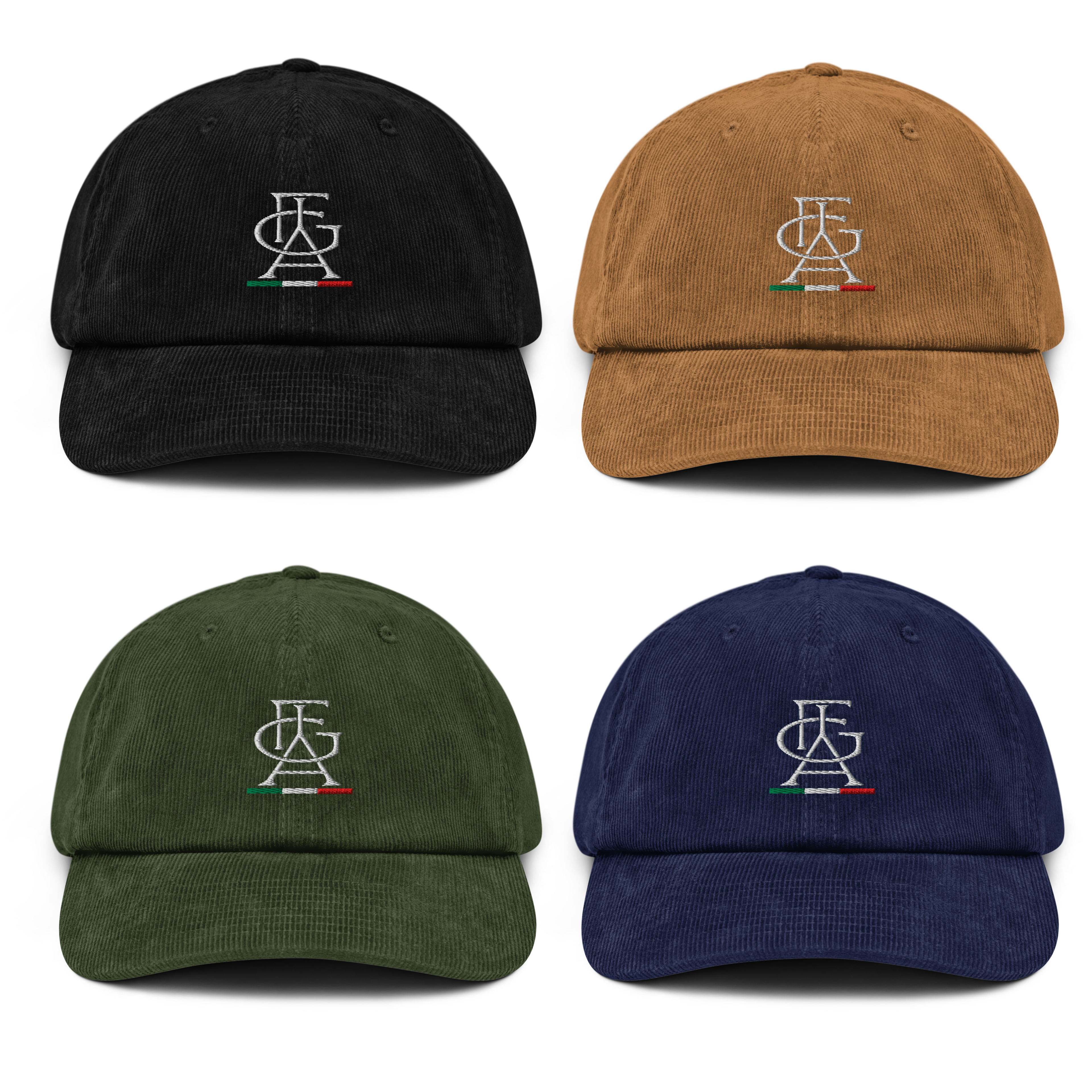 Cappello in velluto a coste con ricamo