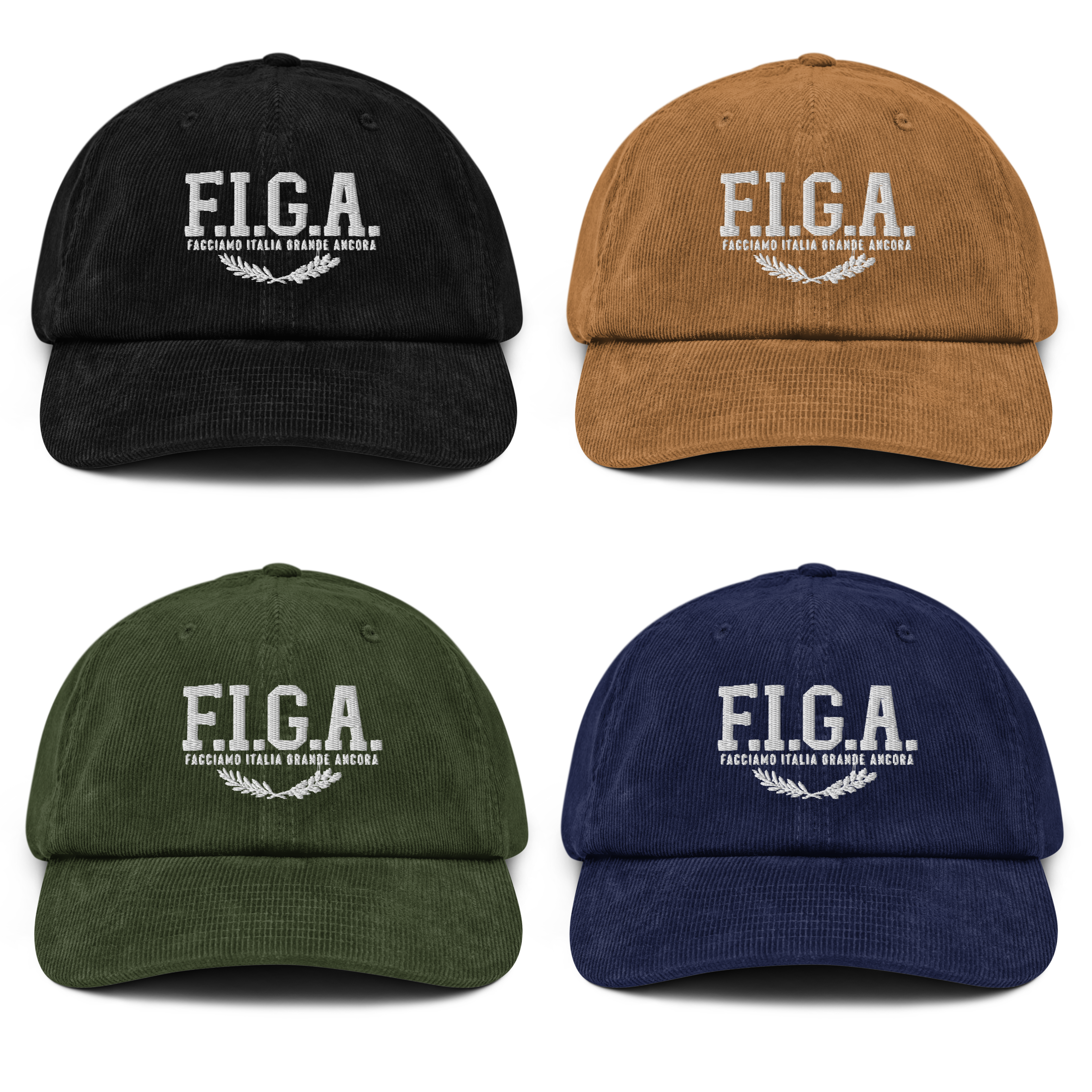 Cappello in velluto a coste con ricamo