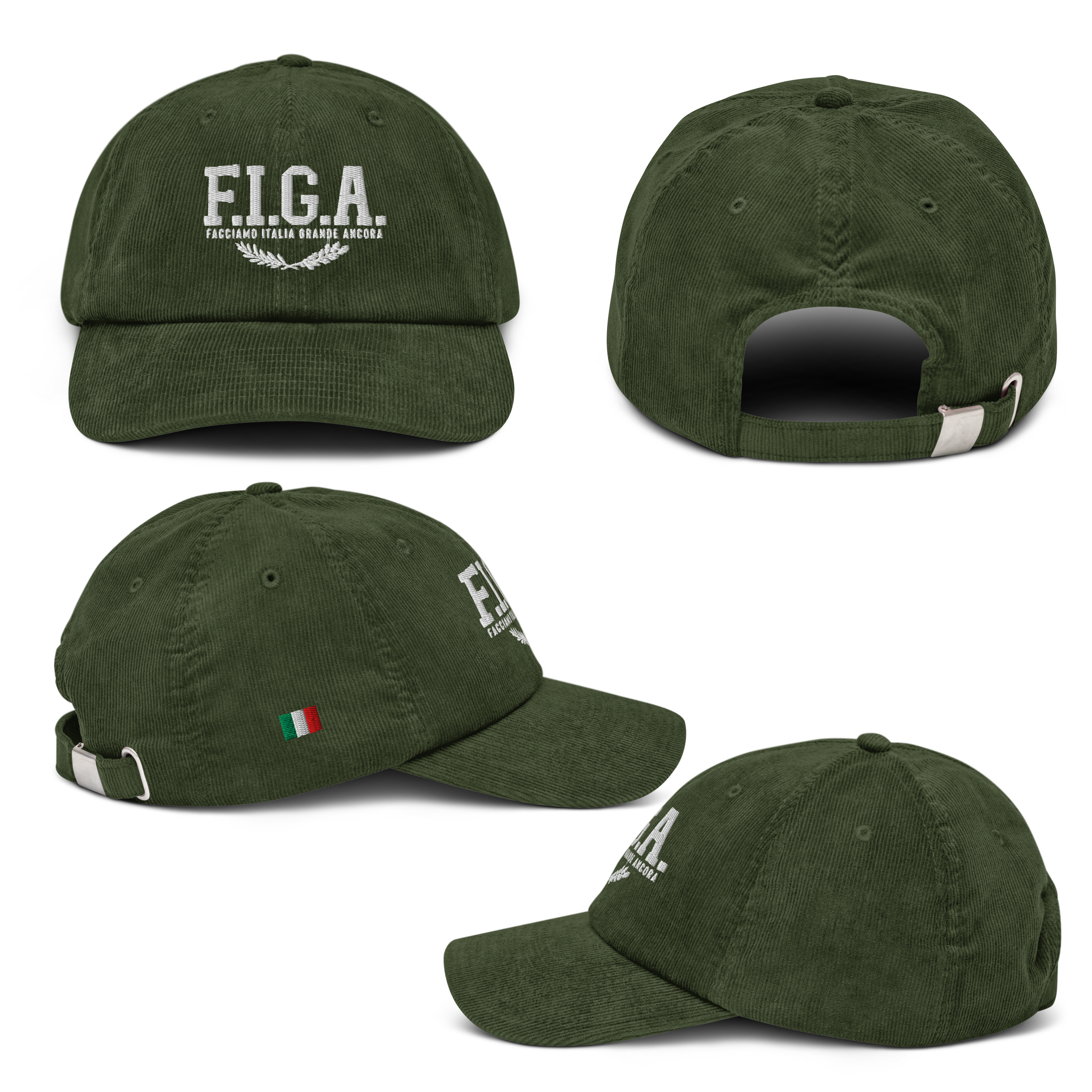 Cappello in velluto a coste con ricamo