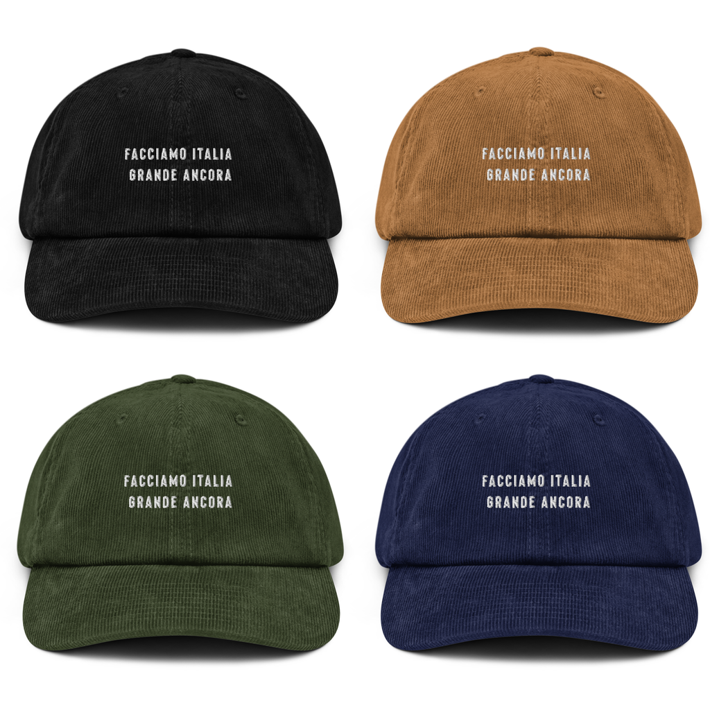 Cappello in velluto a coste con ricamo
