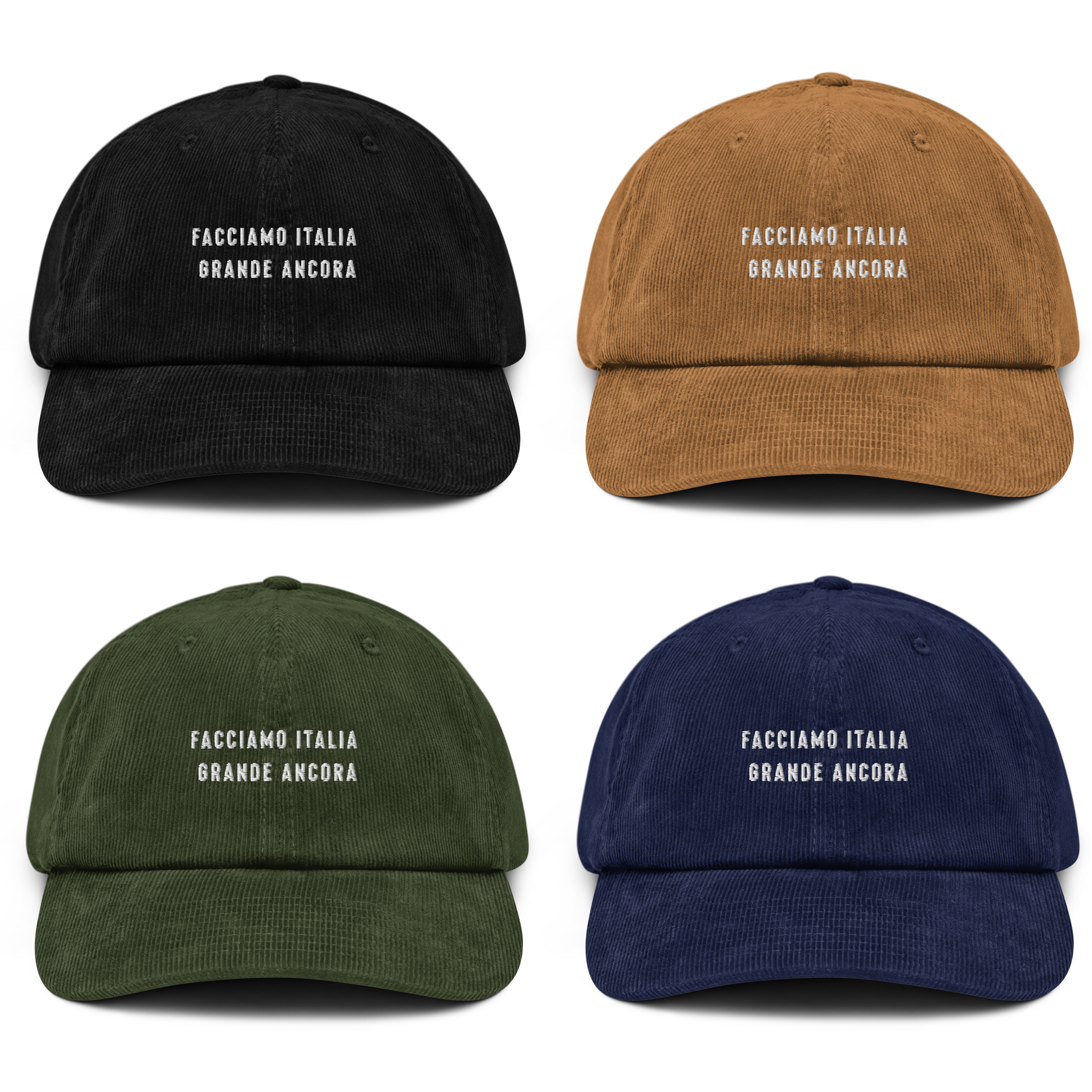 Cappello in velluto a coste con ricamo
