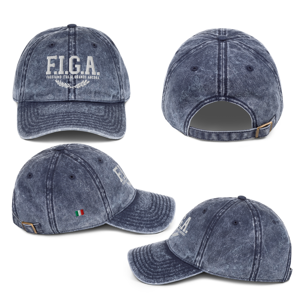 Cappello vintage in twill di cotone con ricamo